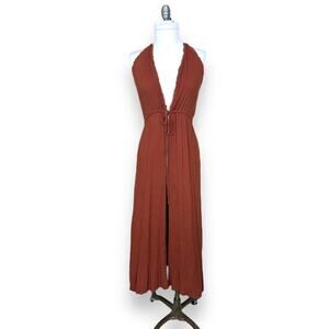 Women’s Windsor rusty red long open front top dress duster vest size large boho